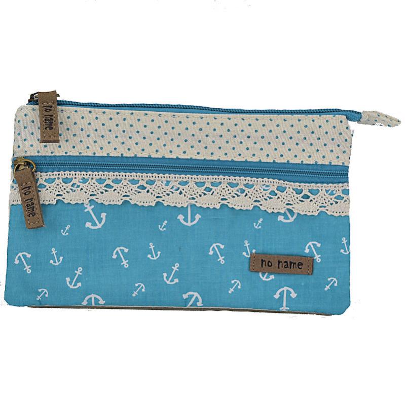 Handtasche Patchwork Kosmetiktasche Anker türkis